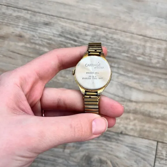 Carriage Gold Stretch Watch White Dial Arabic Numerals Classic Vintage Antique - Picture 4 of 9